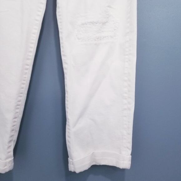 Liverpool The Girlfriend Luna White Mend Distressed Jeans High Rise Rolled Hem - Picture 11 of 13